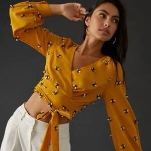 Maeve Anthropologie Bumblebee Wrap Top